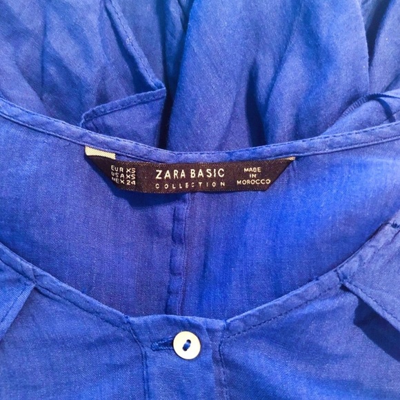 (3) Zara Bundle | Faux Suede Dress Blue Ruffle Top - Picture 8 of 14